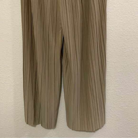 Wide leg Pleated Free Flowing Elastic Pull String Women Small Tan Pull On Pant. - Picture 7 of 13